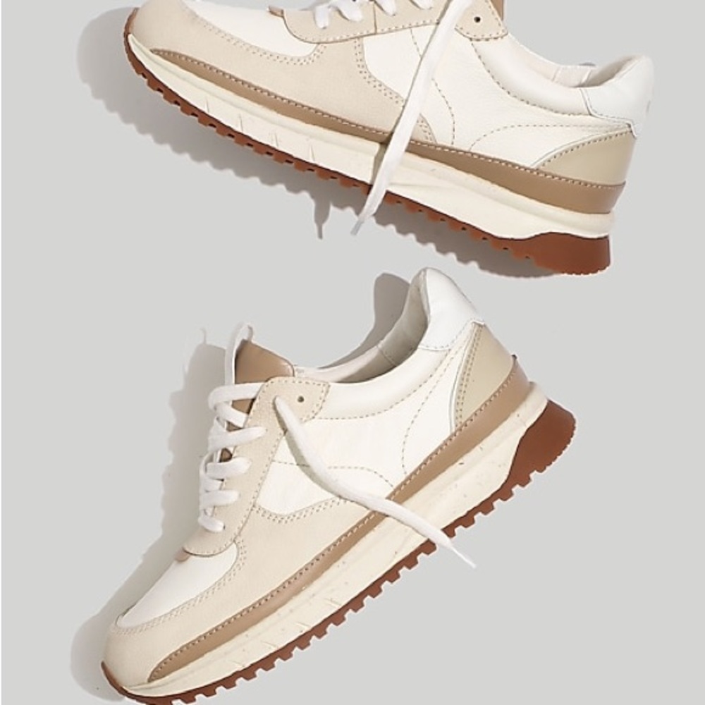 Madewell Kickoff Trainer Sneakers in Antique Cream Multi Color. Size 10.